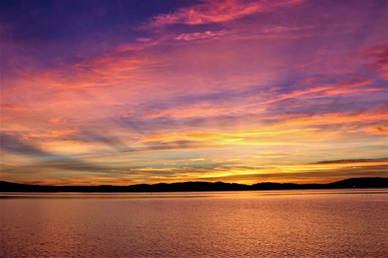 Sunset over the Napa River wetlands at American Canyon