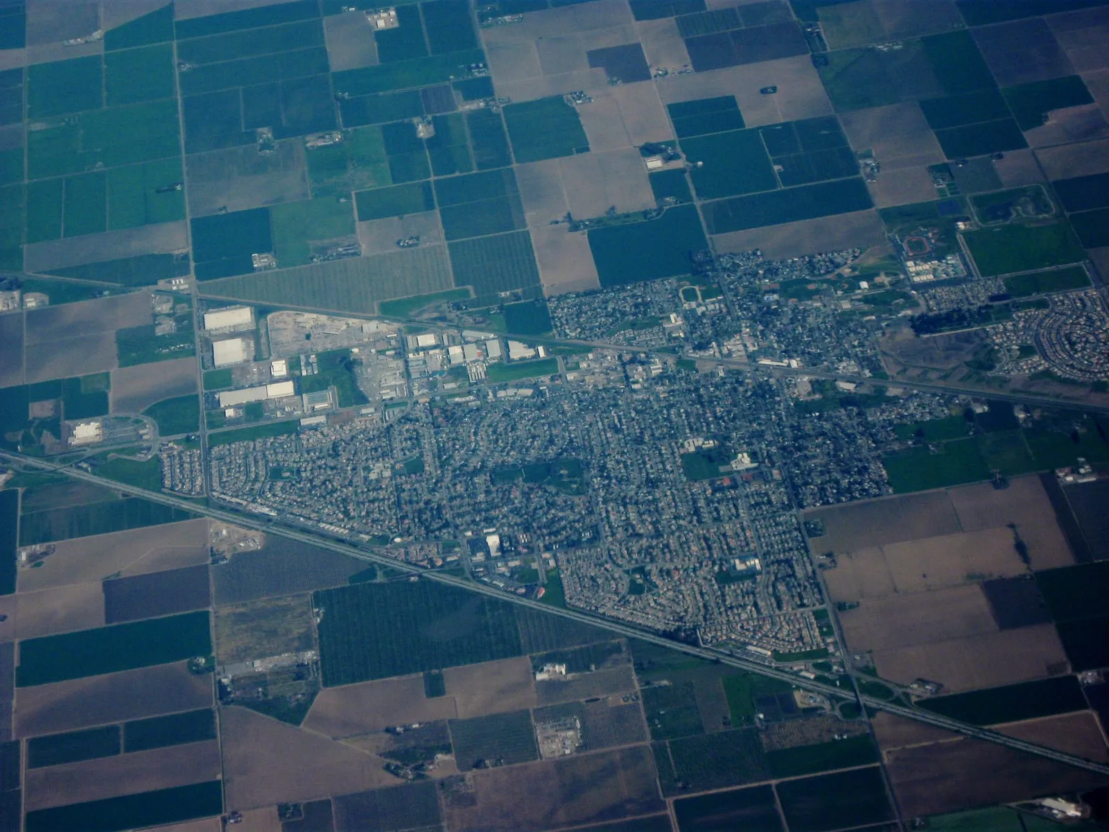 Aerial view of Dixon and the farmland around it