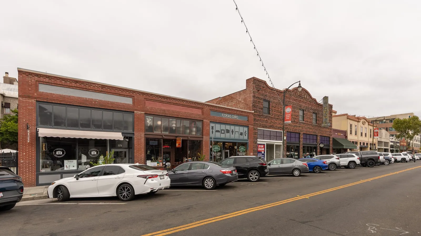 Historic brick storefronts in Railroad Square, Santa Rosa